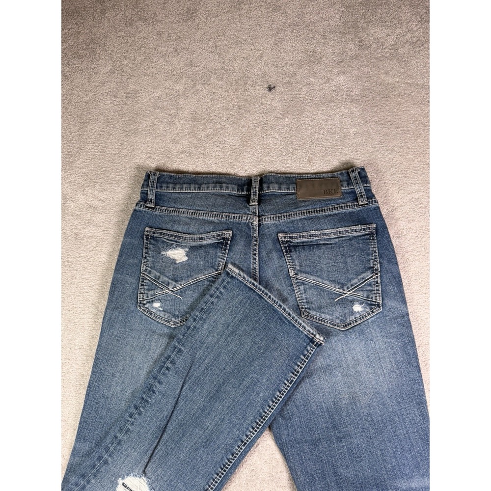 BKE Jake Jeans Men's 32X30 Straight Leg Denim  Stretch Thick Stitch Distressed